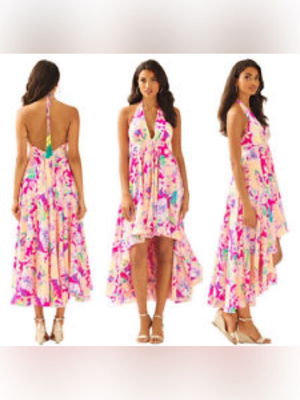 RARE Lilly Pulitzer Gizelle Maxi in Tipping Point Magenta Size medium 100% Silk